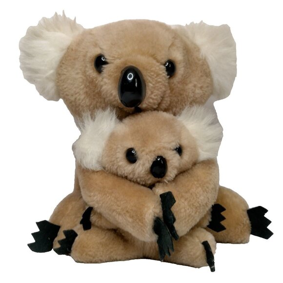 Koala Bear Mom And Baby Stuffed Animal Pair Australia Vintage Plush Toy Korea - Picture 1 of 16